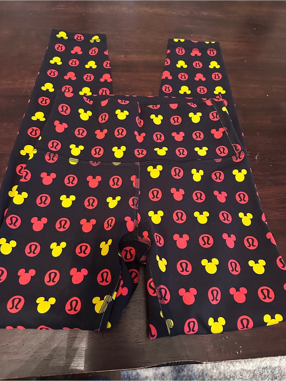 lululemon athletica Black Leggings with Red & Yellow Mickey Print-